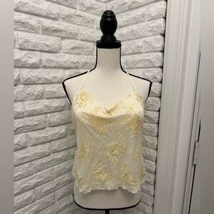 New York & Company Yellow Lingerie Lace Halter Top
